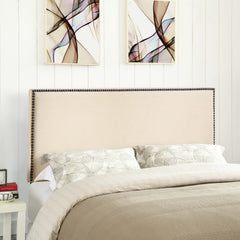 Region Ivory Nailhead Upholstered Queen Headboard - Ornate Home