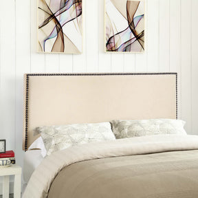 Region Ivory Nailhead Upholstered Queen Headboard - Ornate Home