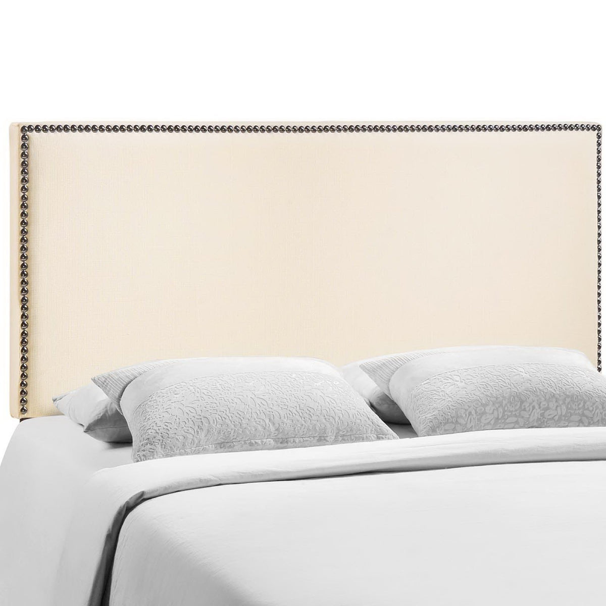 Region Ivory Nailhead Upholstered Queen Headboard - Ornate Home