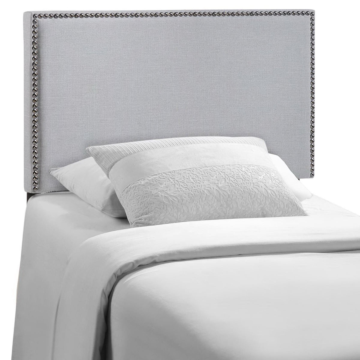 Region Sky Gray Nailhead Upholstered Twin Headboard - Ornate Home