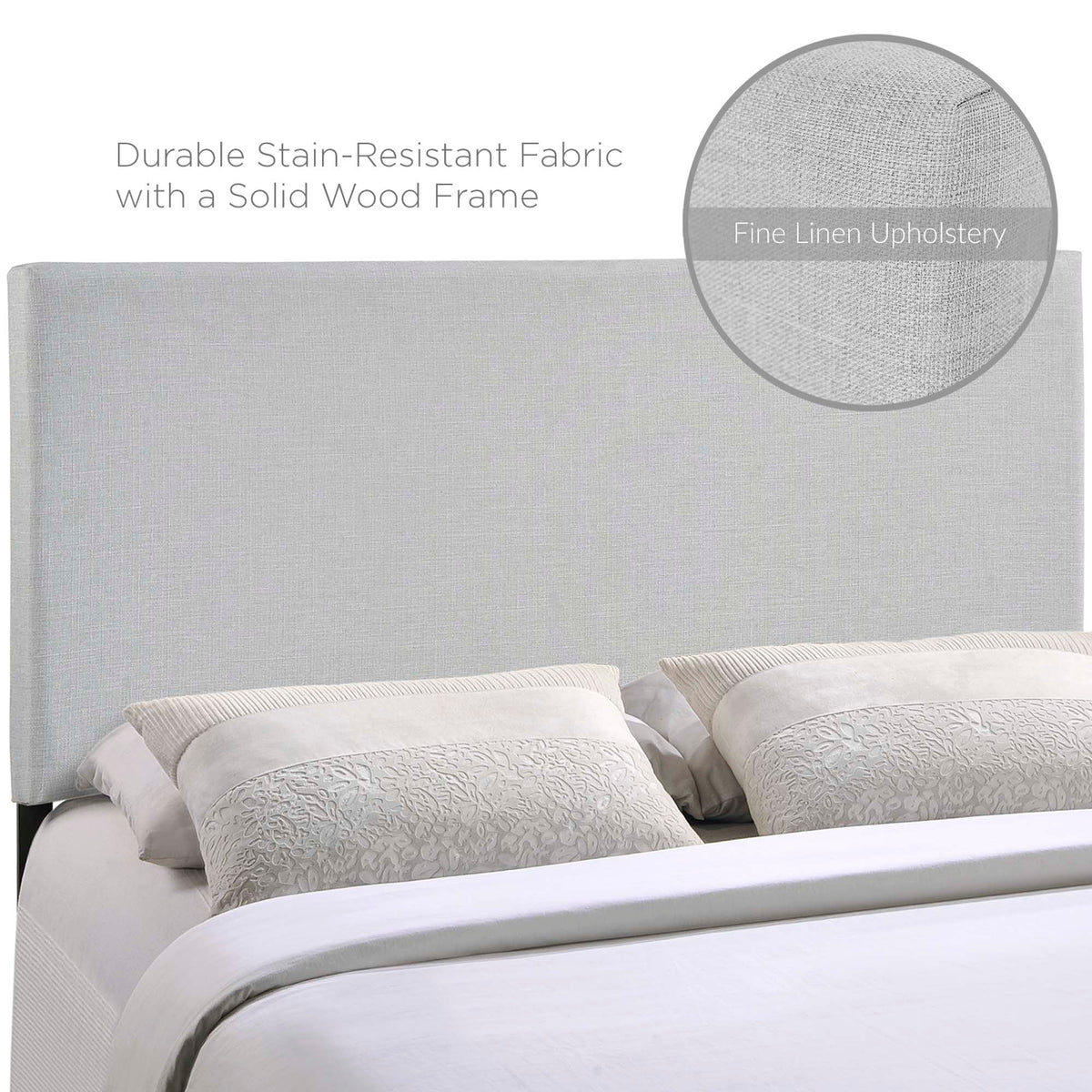 Region Sky Gray Upholstered Fabric Full Headboard - Ornate Home