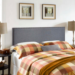 Region Smoke Nailhead Upholstered Queen Headboard - Ornate Home