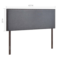 Region Smoke Nailhead Upholstered Queen Headboard - Ornate Home