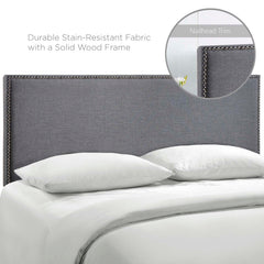 Region Smoke Nailhead Upholstered Queen Headboard - Ornate Home