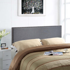 Region Smoke Nailhead Upholstered Queen Headboard - Ornate Home