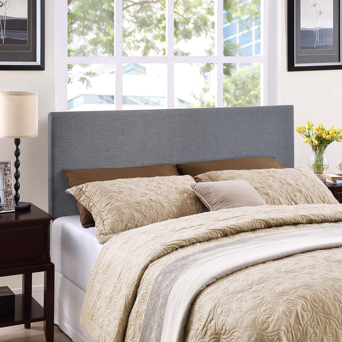 Region Smoke Upholstered Queen Headboard - Ornate Home
