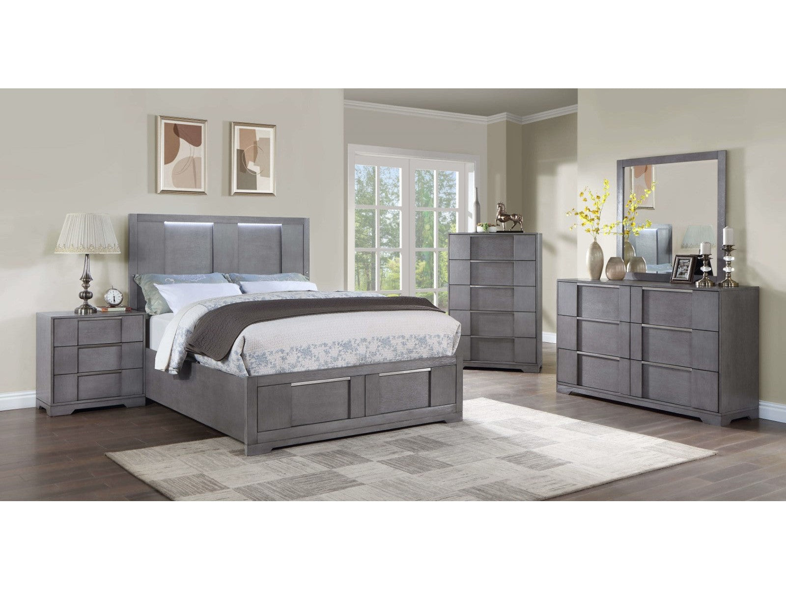 Regulus Gray 4 Pc. Queen Bedroom Set - Ornate Home
