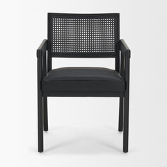 Reid Black Cane Back Dining Arm Chair - Ornate Home