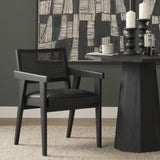 Reid Black Cane Back Dining Arm Chair - Ornate Home