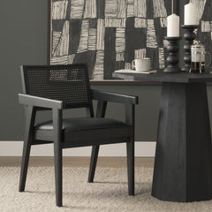 Reid Black Cane Back Dining Arm Chair - Ornate Home