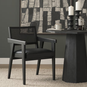 Reid Black Cane Back Dining Arm Chair - Ornate Home