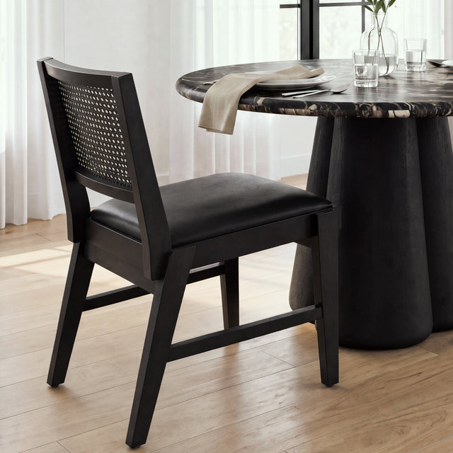 Reid Black Cane Back Dining Side Chair - Ornate Home
