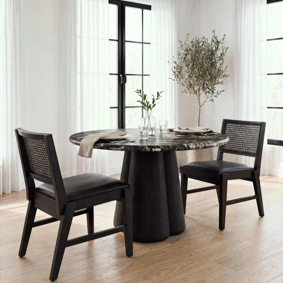 Reid Black Cane Back Dining Side Chair - Ornate Home