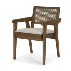 Reid Cream/Brown Cane Back Dining Arm Chair - Ornate Home