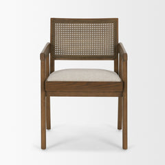 Reid Cream/Brown Cane Back Dining Arm Chair - Ornate Home