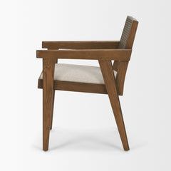 Reid Cream/Brown Cane Back Dining Arm Chair - Ornate Home