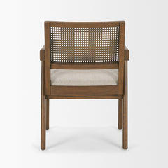 Reid Cream/Brown Cane Back Dining Arm Chair - Ornate Home