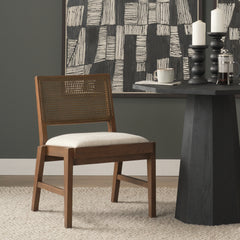Reid Cream/Brown Cane Back Dining Side Chair (Set of 2) - Ornate Home