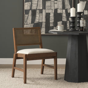 Reid Cream/Brown Cane Back Dining Side Chair (Set of 2) - Ornate Home