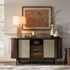 Reid Walnut 63" Curved Sideboard - Ornate Home