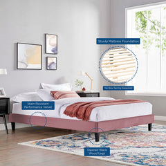 Reign Dusty Rose Performance Velvet Queen Platform Bed Frame - Ornate Home