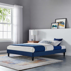 Reign Navy Performance Velvet Full Platform Bed Frame - Ornate Home