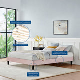Reign Pink Performance Velvet Queen Platform Bed Frame - Ornate Home