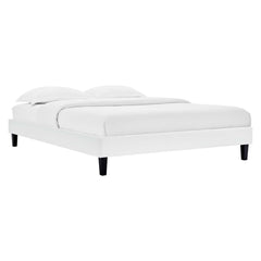 Reign White Performance Velvet Queen Platform Bed Frame - Ornate Home