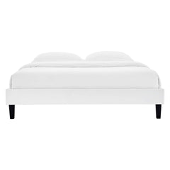 Reign White Performance Velvet Queen Platform Bed Frame - Ornate Home