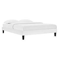 Reign White Performance Velvet Twin Platform Bed Frame - Ornate Home