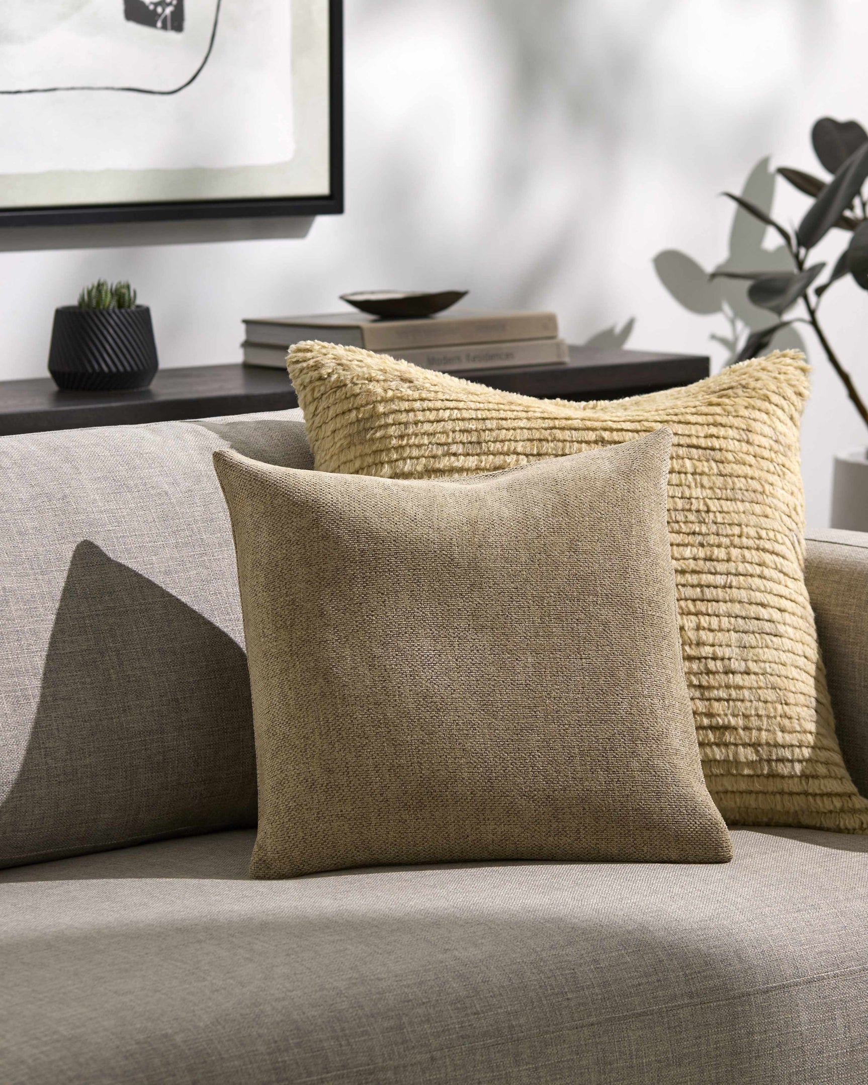 Reijo Tan Linen Look Accent Pillow - Ornate Home