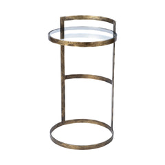 Reimer Gold Round Glass Top with Metal Frame Accent Table - Ornate Home
