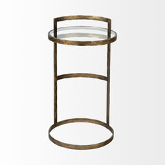 Reimer Gold Round Glass Top with Metal Frame Accent Table - Ornate Home