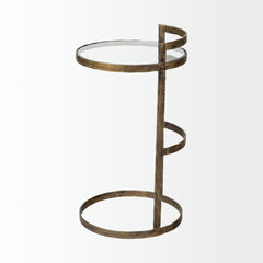 Reimer Gold Round Glass Top with Metal Frame Accent Table - Ornate Home