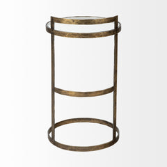 Reimer Gold Round Glass Top with Metal Frame Accent Table - Ornate Home