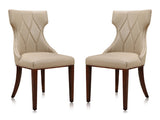 Reine Faux Leather Dining Chair (Set of Two) in Cream and Walnut - Ornate Home