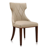Reine Faux Leather Dining Chair (Set of Two) in Cream and Walnut - Ornate Home