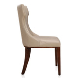 Reine Faux Leather Dining Chair (Set of Two) in Cream and Walnut - Ornate Home