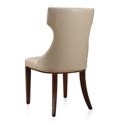 Reine Faux Leather Dining Chair (Set of Two) in Cream and Walnut - Ornate Home