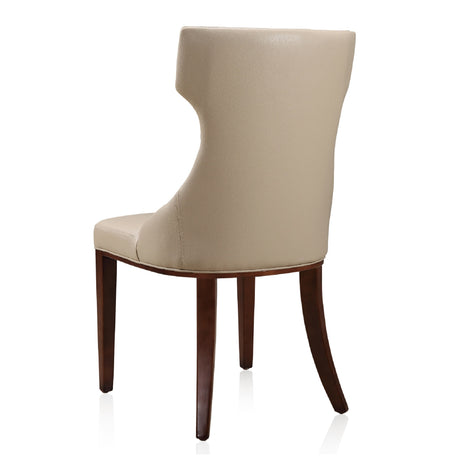 Reine Faux Leather Dining Chair (Set of Two) in Cream and Walnut - Ornate Home