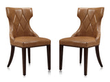 Reine Faux Leather Dining Chair (Set of Two) in Saddle and Walnut - Ornate Home