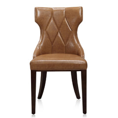 Reine Faux Leather Dining Chair (Set of Two) in Saddle and Walnut - Ornate Home