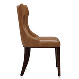 Reine Faux Leather Dining Chair (Set of Two) in Saddle and Walnut - Ornate Home