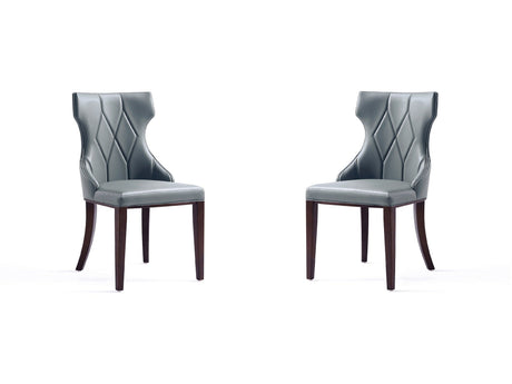 Reine Faux Leather Dining Chair in Pebble Grey (set of 2) - Ornate Home