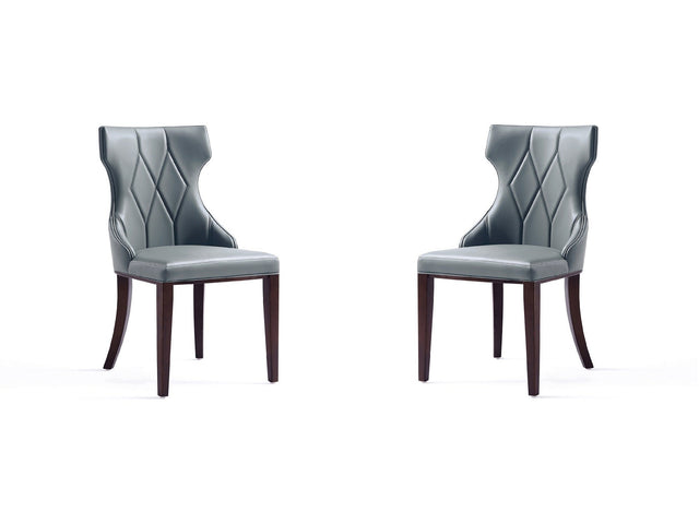 Reine Faux Leather Dining Chair in Pebble Grey (set of 2) - Ornate Home