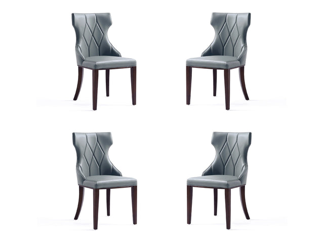 Reine Faux Leather Dining Chair in Pebble Grey (set of 4) - Ornate Home