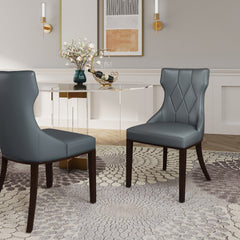 Reine Faux Leather Dining Chair in Pebble Grey (set of 4) - Ornate Home