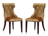 Reine Velvet Dining Chair (Set of Two) in Antique Gold and Walnut - Ornate Home