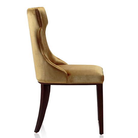 Reine Velvet Dining Chair (Set of Two) in Antique Gold and Walnut - Ornate Home