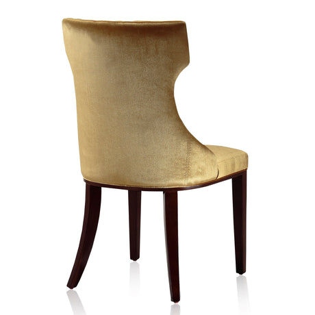 Reine Velvet Dining Chair (Set of Two) in Antique Gold and Walnut - Ornate Home